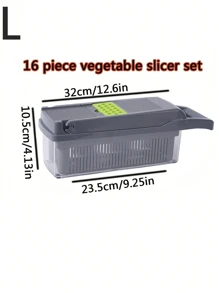 1/16 Pieces/Set, Vegetable Slicer, Multifunctional Fruit Slicer, Snap On Fresh-Keeping Box Manual Food Grinder, Vegetable Slicer, Container Cutter, Onion Slicer, Household Potato Shreds, Kitchen Supplies, Kitchen Small Tools, Dormitory Essentials, Multifunctional Vegetable Slicer, Potato And Radish Slicer, Vegetable Slicer And Slicer