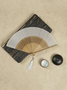 1pc Foldable Fan Hand Held Fan With Tassel For Outdoor Travel Dancing Performance Cheongsam Dressing Accessories Photo-Taking Props