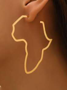 1 对欧美时尚非洲地图形状耳环，金色简约女士耳环 - 彩色 - 查看 3