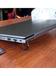 2个隐形金属支架，笔记本电脑支架增高器，可折叠便携式散热垫，可调节高度，适用于笔记本电脑 - 黑色 - 查看 2