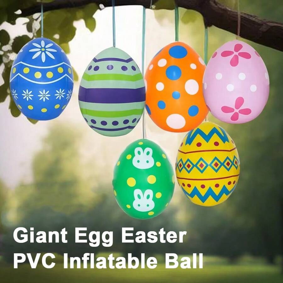1pc Inflatable Easter Eggs Outdoor Decorations Easter Decor 13Inch Giant Egg Blow Ups For Yard & Home Hanging Inflatables Eggs Easter Party Decor - Multicolor - View 1