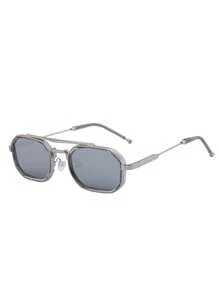 1pc New Retro European And American Square Double-Beam Small Frame Glasses, Casual Party Street Elegant High-Grade Fashion Glasses, Suitable For Daily Wear And Outdoor Activities