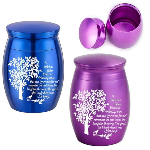 Pequenas urnas para cinzas - Mini urnas de alumínio de 1,57 polegadas de altura, urnas de cremação para cinzas humanas/de animais de estimação, suporte para cinzas, pequenas urnas de lembrança para familiares e entes queridos - Um galho caiu da árvore genealógica