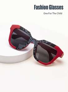 1 副男女通用儿童经典复古卡通矩形时尚眼镜，适合日常、度假、派对使用 - 灰色 - 查看 3