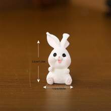 1 pièce Ornement de paysage miniature avec la famille de lapins de Pâques, accessoires de décoration de bureau mignons avec lapin