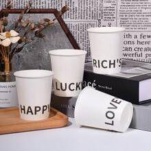 [10/50 piezas] Taza de papel desechable con diseño de flor, taza doméstica gruesa y resistente al escalado para bebidas calientes, taza de café de alta gama