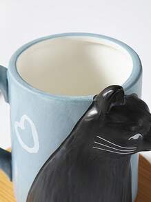 DearDali 350ml/13.43oz Couple Cat Ceramic Mug, Creative 3D Matte Coffee Cup, Romantic Home Decor Pair, Valentine's Gift For Afternoon Tea Latte Art, Simple Black & White Back To School - View 12