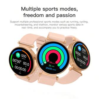 DIONA Multi Functional Smart Women's Watch Rose Gold Double Strap With Multiple Sports Modes And Health Monitoring Features 32 Inch HD 360 * 360 Resolution