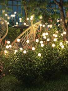 1 件 10 LED 太阳能户外花园灯 - 高效节能，触摸控制景观照明，抛光镍表面，易于安装在草坪和庭院装饰杆上，太阳能花园灯