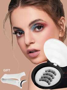 1 par de set de pestañas postizas magnéticas, pestañas magnéticas naturales simuladas impermeables, pestañas magnéticas sin pegamento, una herramienta de maquillaje indispensable para viajar