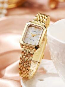 1 pièce Montre-bracelet élégante pour femmes en acier inoxydable, cadran carré, montre à quartz de luxe classique, (sans boîte de montre)