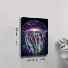 Póster de lienzo enmarcado de 1 pieza, pinturas en lienzo de arte de pared de medusas interestelares, regalo ideal para dormitorio, sala de estar, pasillo, arte de pared, decoración de pared, decoración de invierno, decoración de habitación