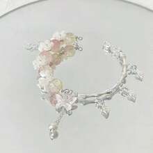 Pulsera de cuentas de cristal con diseño de flores de cerezo y mariposas, nueva joyería de diseño único y versátil de estilo chino