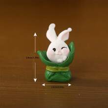 1 pièce Ornement de paysage miniature avec la famille de lapins de Pâques, accessoires de décoration de bureau mignons avec lapin