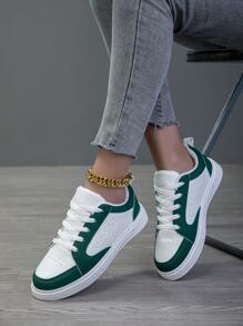 女士休闲鞋,女士运动鞋,时尚小白鞋,街头女鞋,轻便滑板鞋,女士低帮鞋 - 綠色 - 查看 2