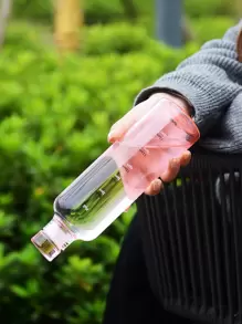 1PC 500ml Clear Plastic Water Bottle, Time Marked Non-Slip Lid And Lid, Portable Water Bottle, Reusable Water Bottle, Suitable For Drinks, Juices, Sodas, As A Gift For Travel, Sports, Student Mountain Biking, Gym, Outdoor