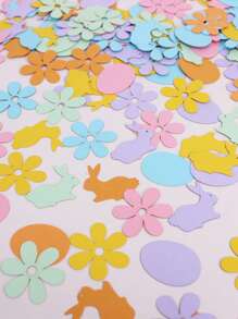 100pcs Multicolor Bunny, Egg, Flower Shaped Easter Decorative Confetti - Multicolor - View 4