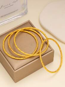 4pcs Luxury 18K Gold Plated Copper Bracelets For Women, Suitable For Party, Gift And Everyday Wear