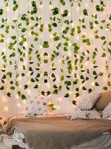 20 Led Battery Powered String Lights, 2m Copper Wire Fairy Lights With Stars & Ivy Leaf Garland, Hanging Vine Lights For Home Bedroom, Christmas, Parties, New Year, Wedding Decorations Garden Lights Garden Decor Room Decor Gifts Birthday Graduation