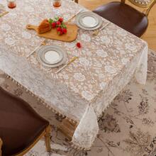 1pc Lace Table Cover Elegant Floral Design For Dining Wedding Decor