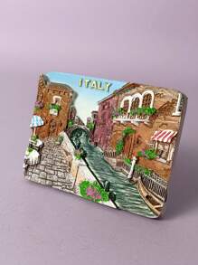 1pc Resin Magnetic Fridge Magnet, Souvenir Of European Travel Scenery In Milan And Venice - Multicolor - View 7
