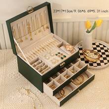 High-End Jewelry Storage Box - Large Capacity Organizer For Necklaces, Earrings, Bracelets, And Rings, Perfect Gift For Mother's Day, Father's Day, Or Teacher's Day, Exquisite Gold Jewelry Box - 粉色 - 查看 3
