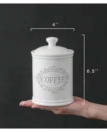 3 Juegos de Recipientes de Cocina de Cerámica, Adecuados para Encimeras, Herméticos, Molinillo de Café, Azúcar, Frascos de Almacenamiento de Té con Tapa - Pergamino dórico - Ver 6