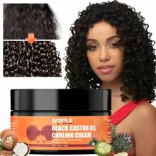 Goiple 3.5盎司/7盎司卷发霜，蕴含蓖麻油，软化卷发和波浪发，控制毛躁，增强卷度，打造蓬松造型，清爽保湿护发。 - 黑色 - 查看 1