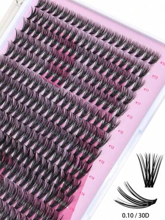CALAILIS Lash Clusters 280Pcs D Curl Individual Lashes 0.10-30D-10-16Mix Cluster Lashes Natural Look Eyelash Clusters Super Thin Band And Soft DIY Lash Extension At Home (0.10-30D)