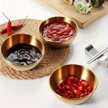 3/5/10pcs Set Stainless Steel Mini Independent Seasoning Bowls, Round Seasoning Dishes, Sushi Dipping Sauce Bowls, Appetizer Dishes,School Supplies