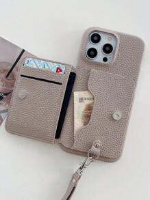 1pc Minimalist Fashionable Litchi Grain PU Leather Lanyard Phone Case Suitable For Apple 17 Air 16 16E 15 14 Plus 13 12 11 Pro Max, Pixel 10 9 Pro XL 8 7 6 9A 8A 7A 6A, Galaxy, 11 Lite 12 12X 12S 13 14 Redmi, Oneplus, Honor, MOTO Edge