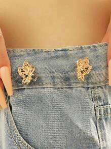 1pc/2pcs High-Quality Butterfly Waist Tight Buckle Pants Clip, Collar Button, Women's Brooch, Fashionable, Detachable Pants Clip, Jeans, Skirt, Women's Pants Bag Accessories, Female Student