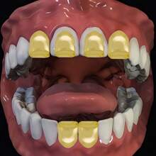 THATBOY 4pcs Fashionable Personalized Grillz, Single Shiny Bronze Minimalist Cool Grillz, Unisex Gift - Multicolor - View 8