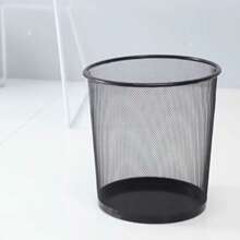 Metal Wire Waste Bin Round Wastebasket For Office Home Bedroom 10L - màu đen - Xem 4