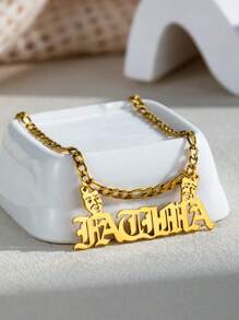 1 Pieza Collar con colgante de nombre minimalista con máscara de comedia y tragedia, collar personalizado con texto personalizado y cadena de , colgante de letra de acero inoxidable, regalo para fiesta de amigos, fiesta temática, regalo de graduación