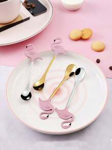 Flamingo Spoons 13cm, Coffee Spoon,Animal Spoon, Stainless Steel Dessert Coffee Stirring Spoon, Teaspoon,Milk Dessert Spoon, Coffee Stirring Spoon, Dessert Spoon, Kitchen Supplies,Cute Creative Long-Handled Juice Coffee Spoon Tableware, Kitchen Accessories