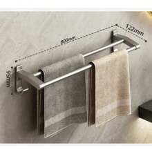 Handtuchhalter, nicht perforierter Badezimmer Wandmontage Aufbewahrungsregal, Badezimmer Handtuchhalter mit doppelter Stange, Badezimmer Aufbewahrungsregal