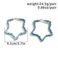 1 Paar Retro Mode übertriebene Denim-Effekt Stoff Creolen, einfache verdrehte Kreis Ohrringe für Frauen