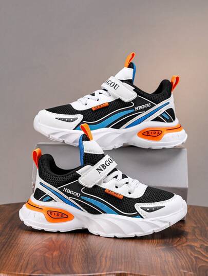 New Boys' Fashion Casual Mesh Breathable Color Block Low Top Sports Shoes, Anti-Slip Wear-Resistant Shock Absorbing Lightweight Running Sneakers, Suitable For Children Outdoor Activities