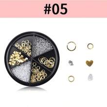 6 Grid 3D Nail Decoration Pendant Alloy Butterfly Shell Seahorse Starfish Pearl Ruby Color Round Beads 3D Metal Pendant Suitable For Nail Art Jewelry Making Technology DIY Nail Charms Nail Gems Nail Supplies