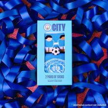 Manchester City FC Socks 2 Pack Crew Sports Soft Breathable With Bouncy Football Gift - Purple - View 2