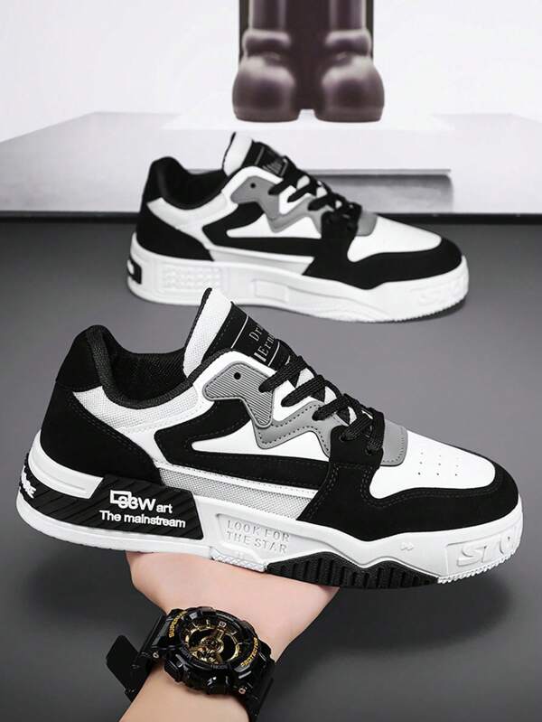 Herren Sneaker mit runder Kappe, Schnürung und dicker Sohle, Schulsportschuhe mit niedrigem Schaft für jeden Anlass, Skaterschuhe, modisch bequeme rutschfeste Lässig Schuhe für den täglichen Gebrauch