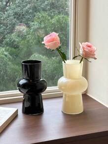 1pc Asymmetrical Glass Vase, Creative Living Room Vintage Flower Vase, Hydroponic Container Decor Gifts Birthday Graduation