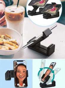 5/1/2 pièces Support de téléphone avion, support de voyage portable de bureau en vol pliable réglable rotatif avec retardateur, support de siège de train, charms de téléphone portable, accessoires de téléphone portable