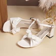 Bowknot Sandals For Women, Sweet Fairy Style Match With Skirts, French Roman Chunky Heels Strap Sandals, Summer 2025 New Arrival