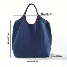 New Stylish Japanese Minimalist Embroidered Nylon Shopping Tote Bag, Fashionable Handbag