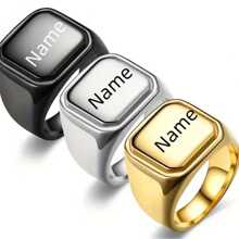 1pc Customized Innovative Men Engraved Ring - Personalized Stainless Steel Band, No Plating, Unique Design - Ideal Gift For Father's Day, Birthday, Family Occasions