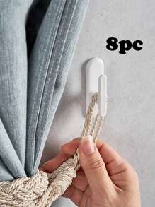 2pcs/4pcs/8pcs No-Drill Stick On Wall Curtain Hooks Gifts Birthday Graduation - White - View 12