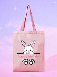 1pc Customized Large Capacity Fashionable Minimalist Portable Single-Compartment Tote Bag, Unique, Customized Name/Logo, Suitable For College Students, Office, Grocery Shopping, Walking, Personalized, DIY Gift, Foldable