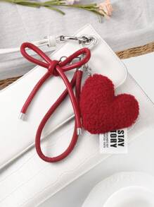 1pc Fashionable Exquisite Sweet Luxurious High-Quality Plush Heart Leather Bowknot Keychain Suitable For Women And Girls Daily Wear Holiday Gift Bridesmaid Gifts Bows Y2K Accessories Lanyard For Keys - Multicolor - View 6